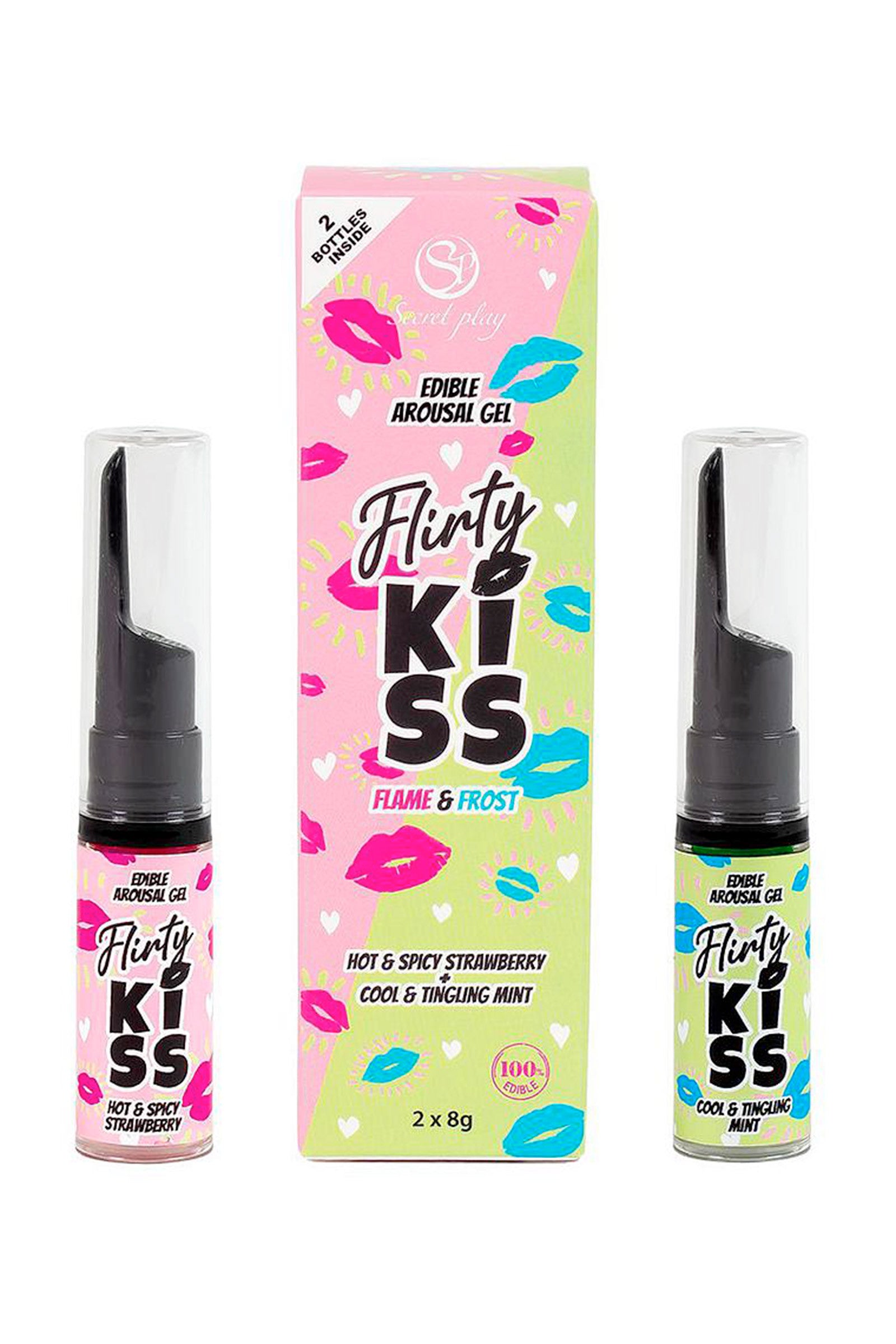 Secret play, flirty kiss - pack de 2 gels pour le sex oral