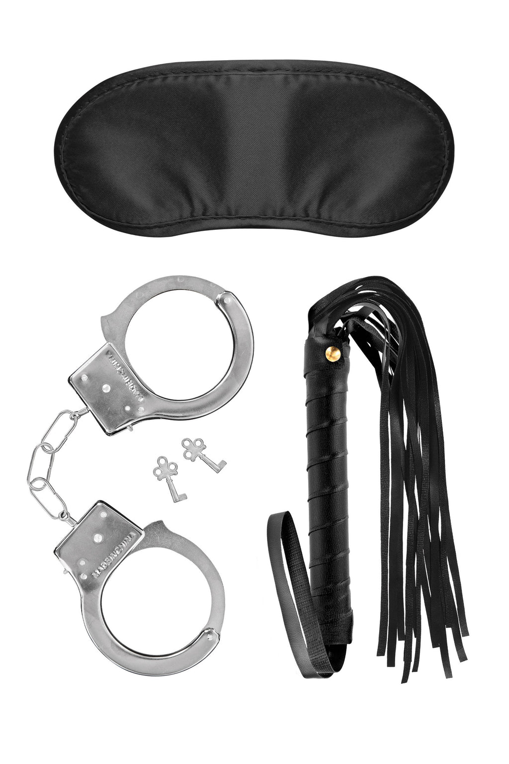 Kit bdsm menottes, martinet et masque occultant