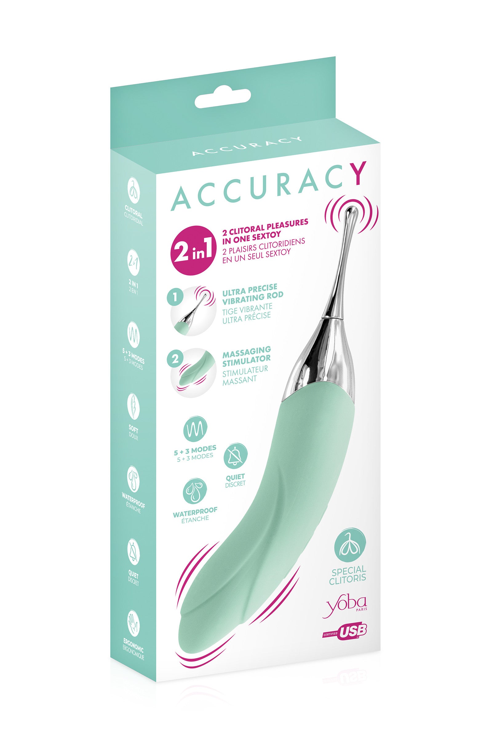 Vibromasseur et stimulateur de clitoris 2 en 1