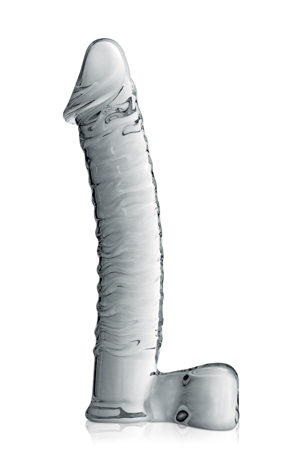 Glossy Toys Glass Dildo 15 Clear – Dildo en verre réaliste avec gland, veines & testicules