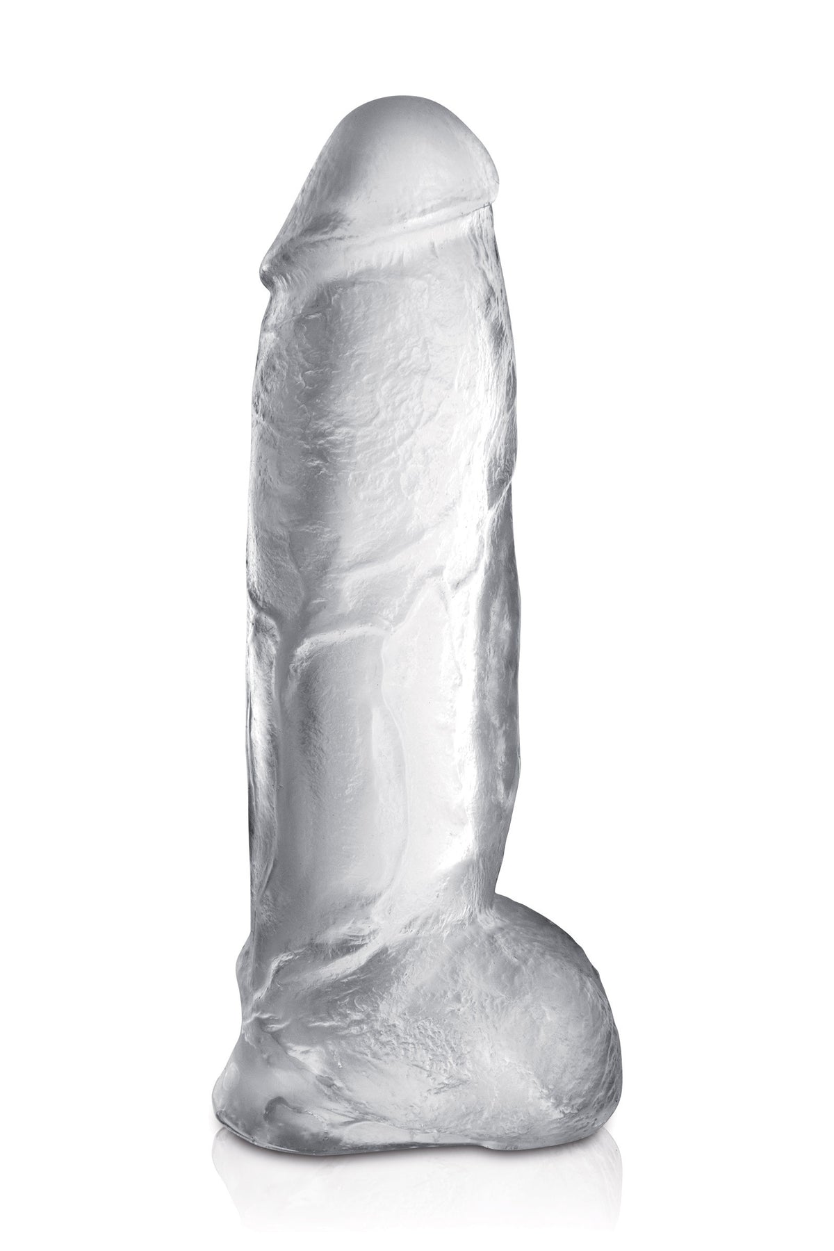 Gode ventouse géant transparent – Dildo réaliste avec testicules et reliefs détaillés
