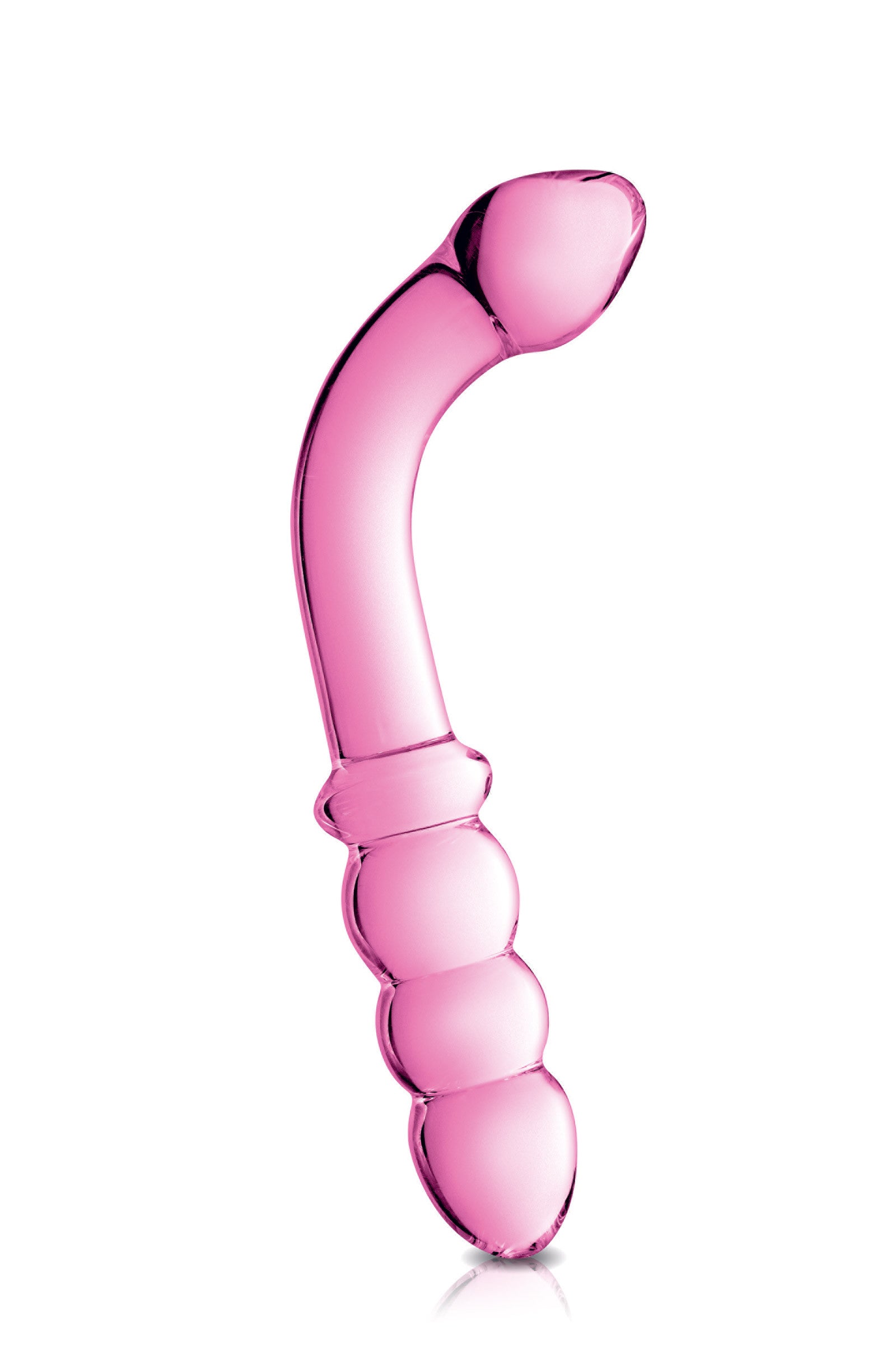 Glossy Toys Glass Dildo 8 Pink – Dildo en verre double extrémité avec boules stimulantes
