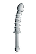 Glossy Toys Glass Dildo 16 Pink – Dildo en verre avec poignée, stries & stimulation du point G