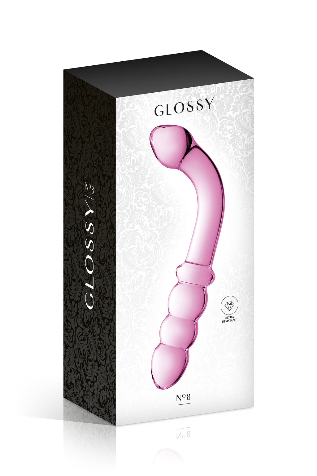 Glossy Toys Glass Dildo 8 Pink – Dildo en verre double extrémité avec boules stimulantes