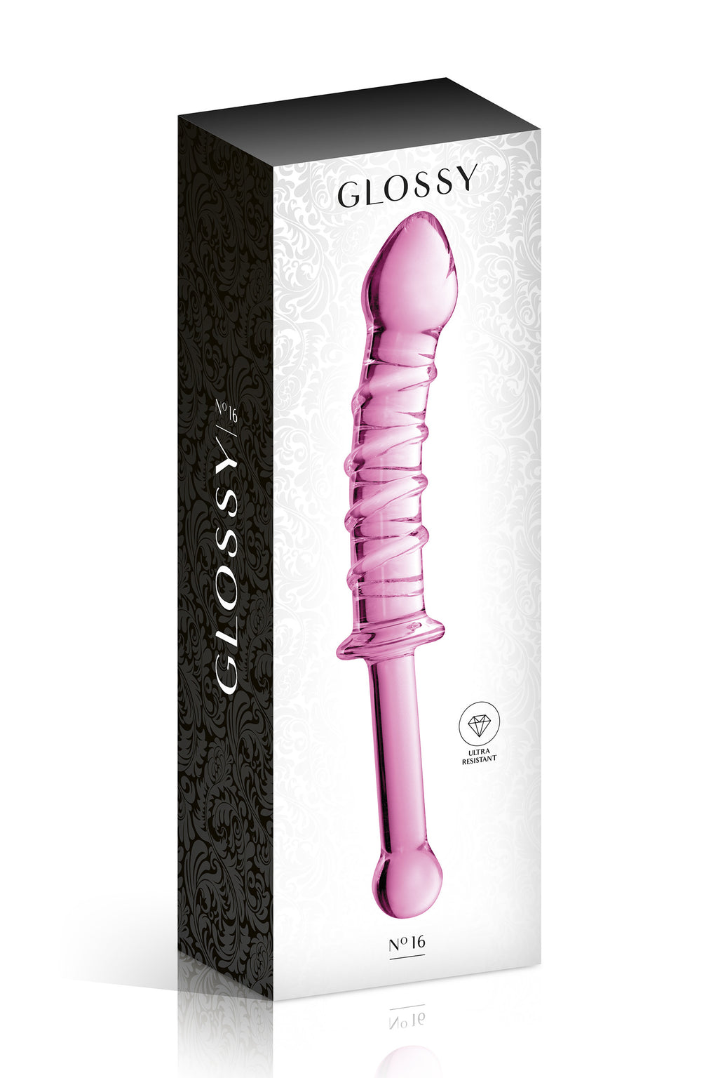 Glossy Toys Glass Dildo 16 Pink – Dildo en verre avec poignée, stries & stimulation du point G