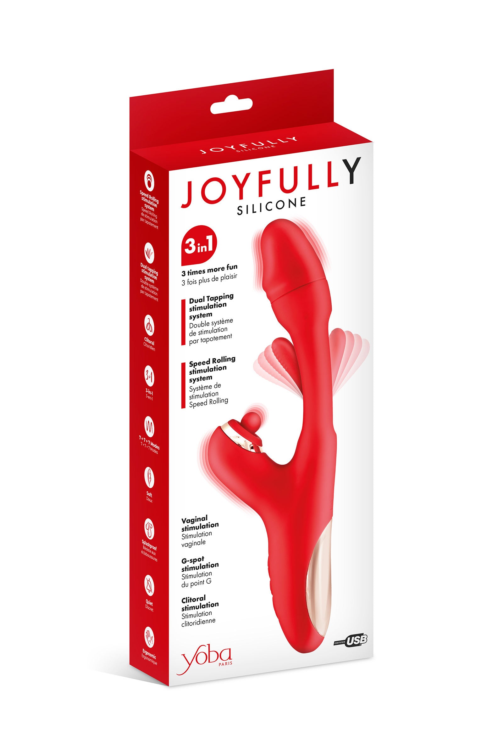 Yoba Joyfully – Vibromasseur Rabbit 3-en-1 avec tapotement du point G