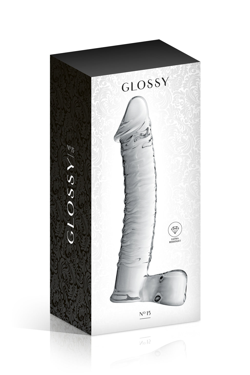 Glossy Toys Glass Dildo 15 Clear – Dildo en verre réaliste avec gland, veines & testicules