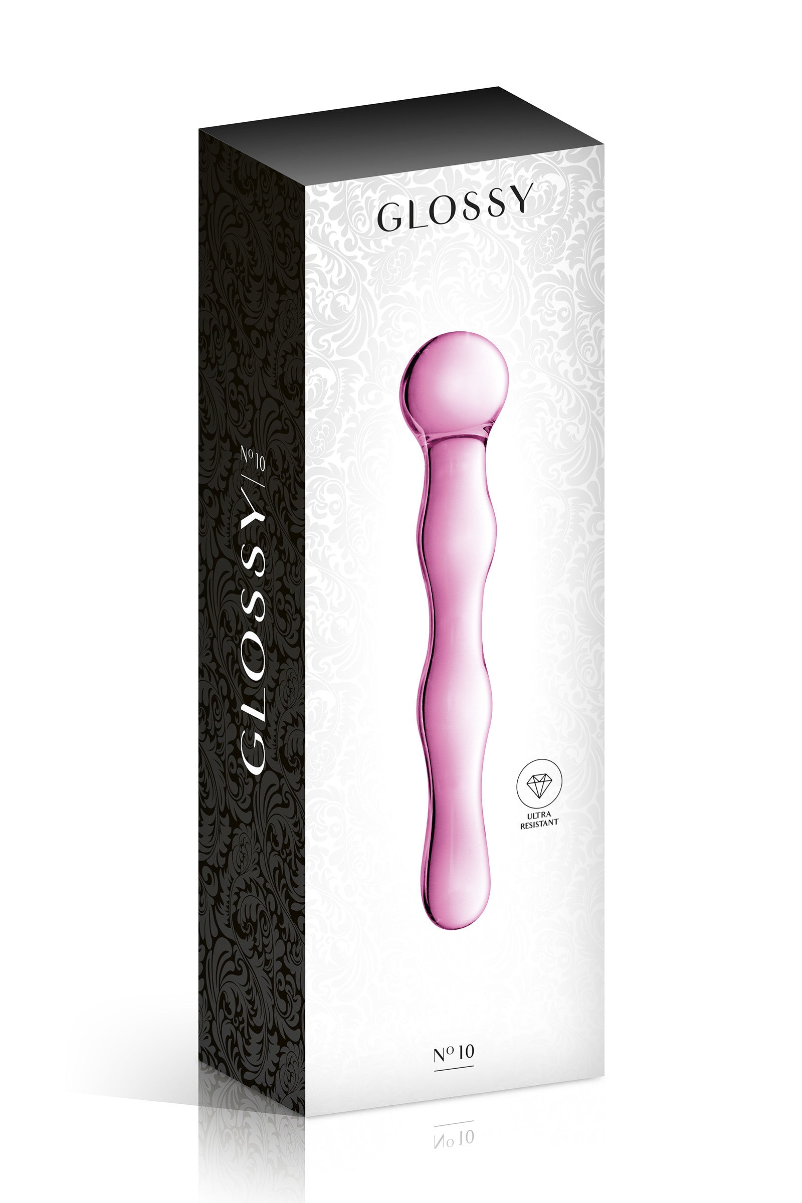 Glossy Toys Glass Dildo 10 Pink – Dildo en verre avec boule stimulante & corps ondulé