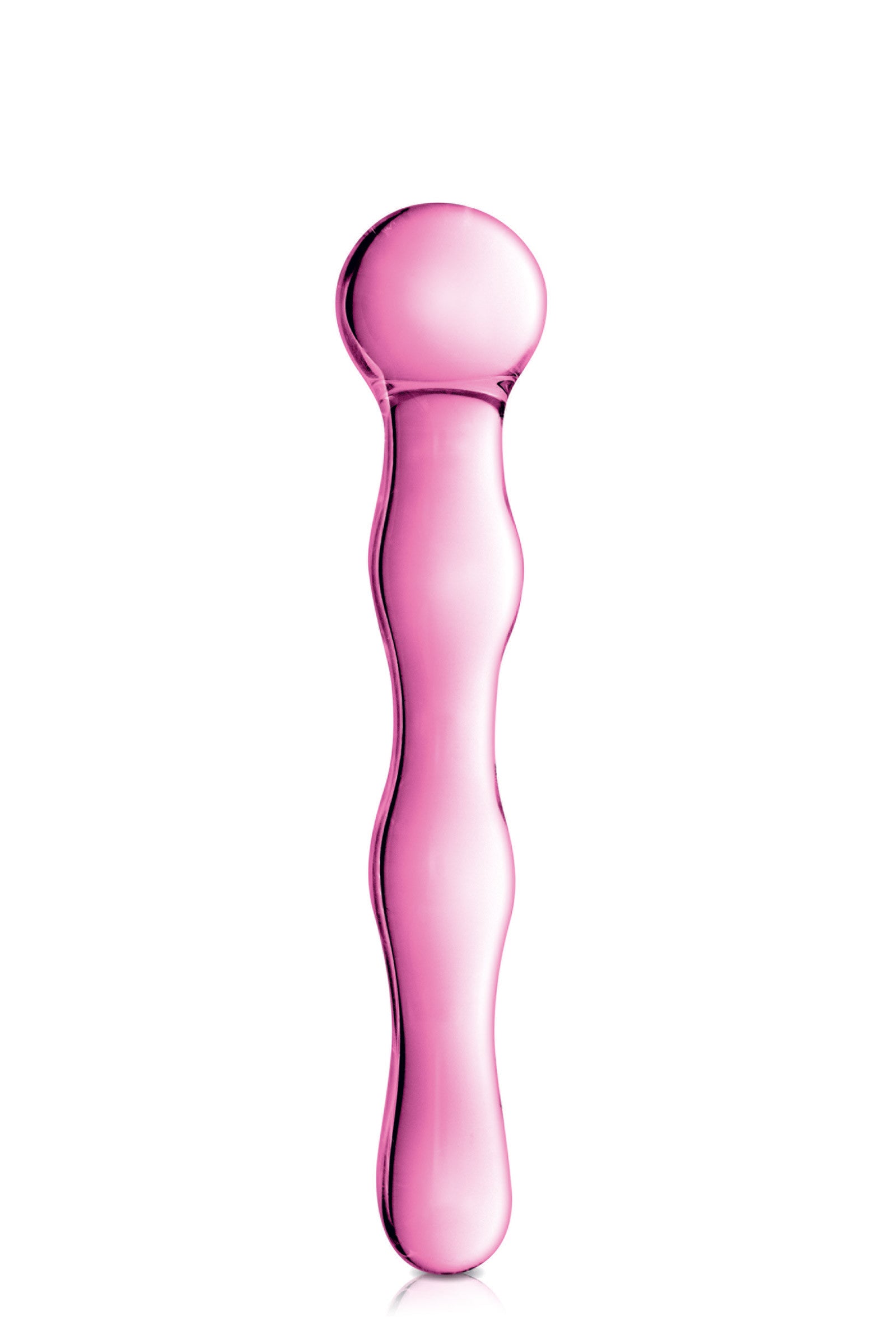 Glossy Toys Glass Dildo 10 Pink – Dildo en verre avec boule stimulante & corps ondulé