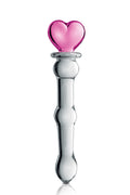 Glossy Toys Glass Dildo 21 – Dildo en verre incassable avec cœur rose & boules stimulantes