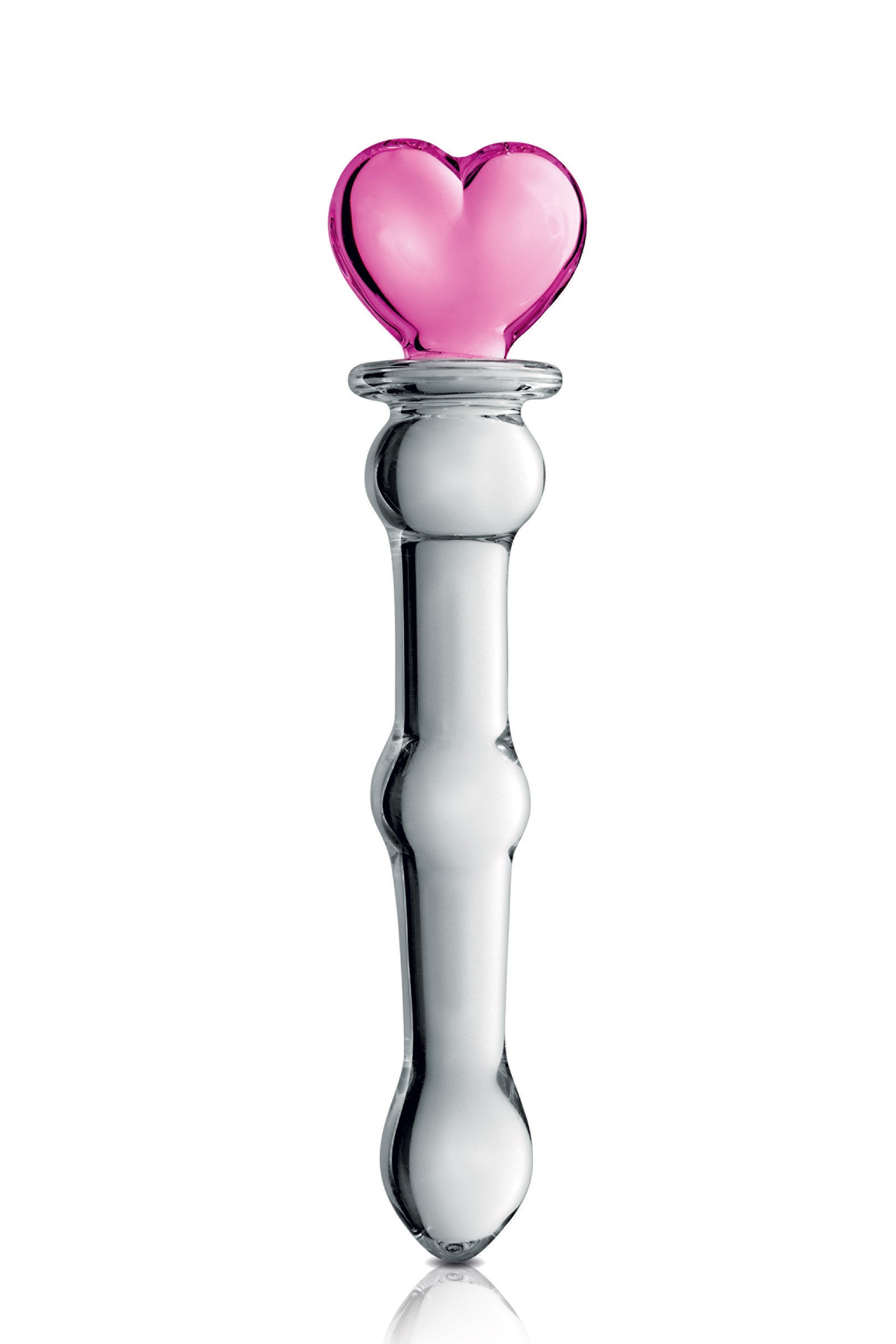 Glossy Toys Glass Dildo 21 – Dildo en verre incassable avec cœur rose & boules stimulantes